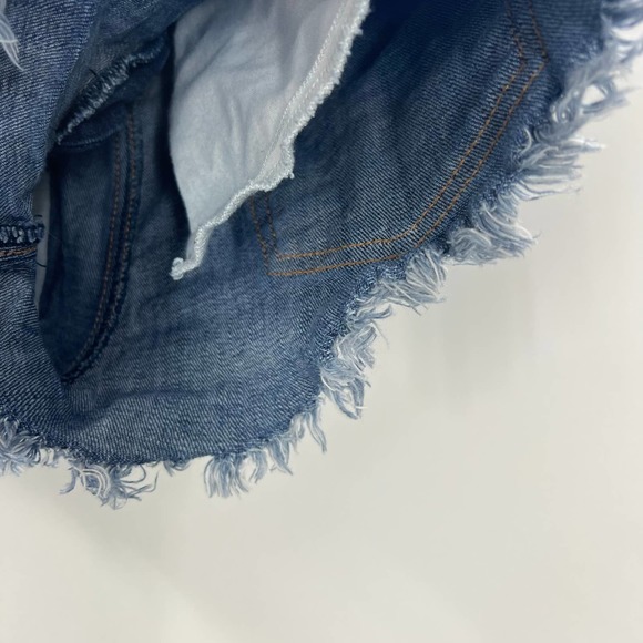 American Eagle Stretch Denim Fringe Cutoff Shorts Embroidered Floral Women's 00 - Picture 10 of 12